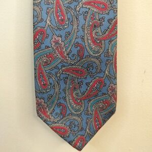 Carson Pirie‎ Scott Italian Silk Tie Mens Paisley Blue Red Vintage